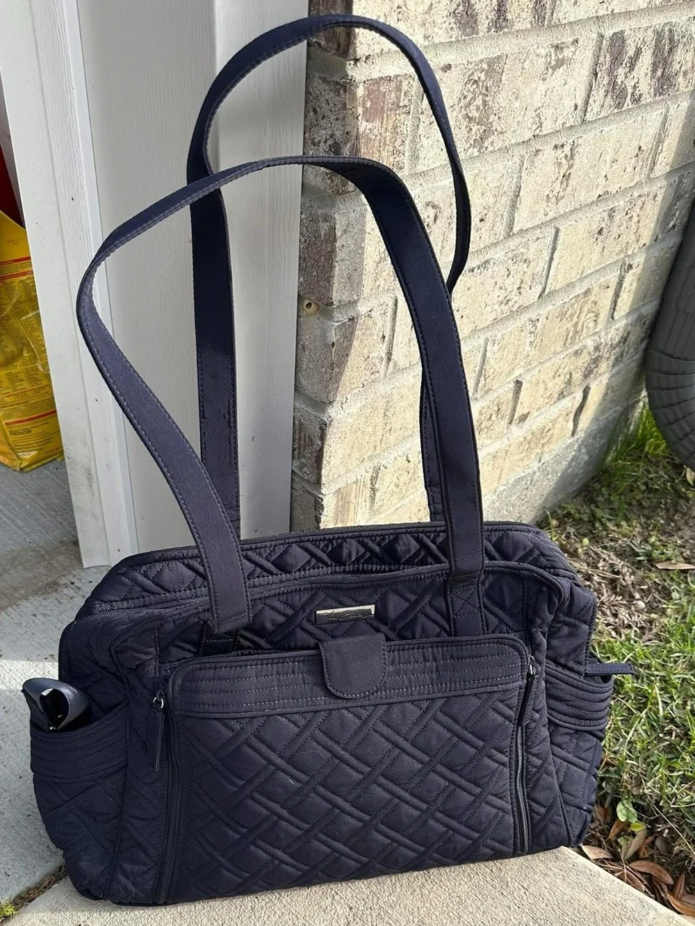 Vera Bradley Quilted Navy Shoulder Tote Diaper Bag- Dark Blue